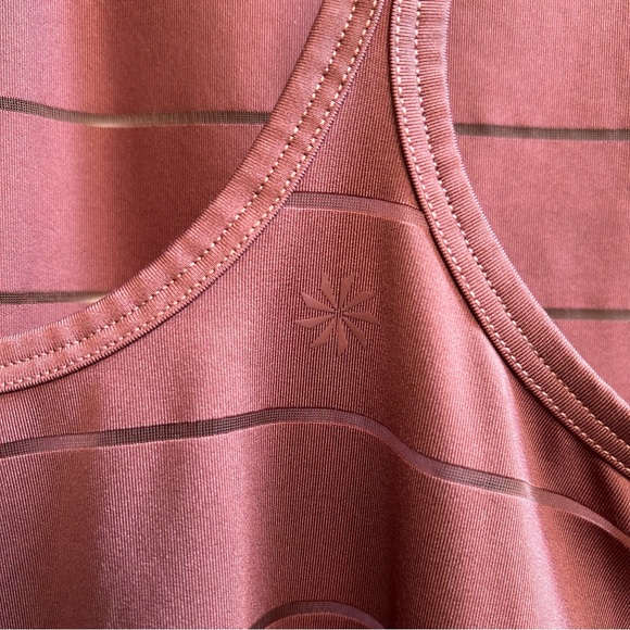 Athleta Burgundy High Neck Racerback Stripe Mesh Chi Tank Top, Size Small. - Picture 4 of 7